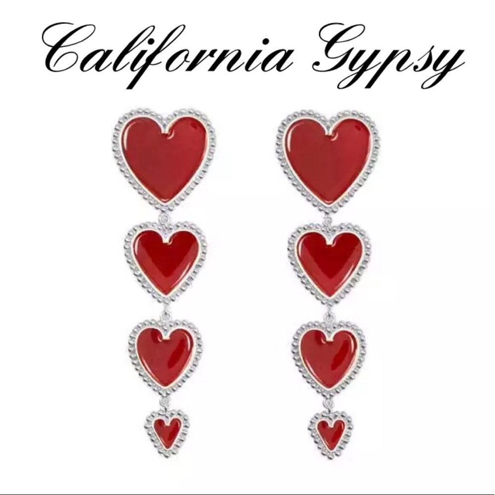 Red Dangle Heart Earrings❤️ - Picture 2 of 3